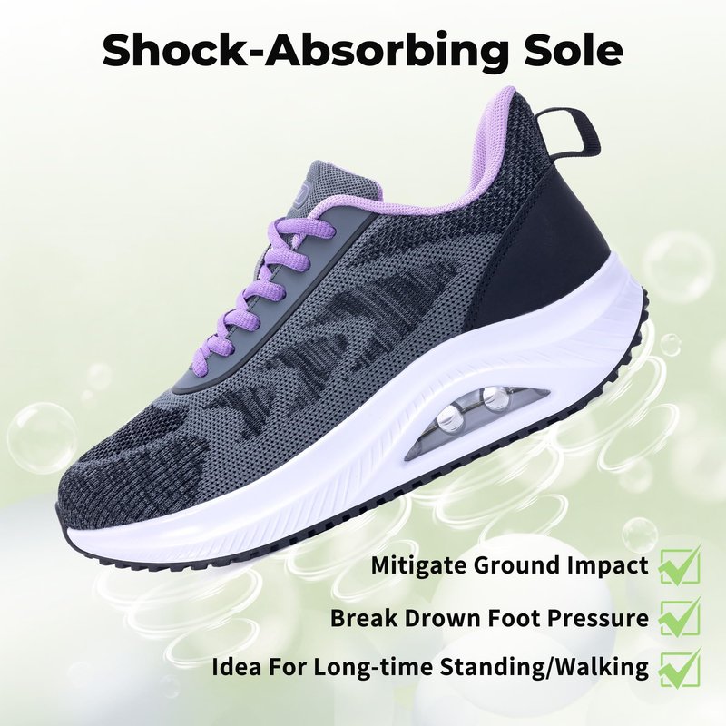 Wide Walking Shoes Women Arch Support Plantar Fasciitis Tennis Sneakers Orthotic Tennis Shoes for Workout Gym Purple Size 8.5