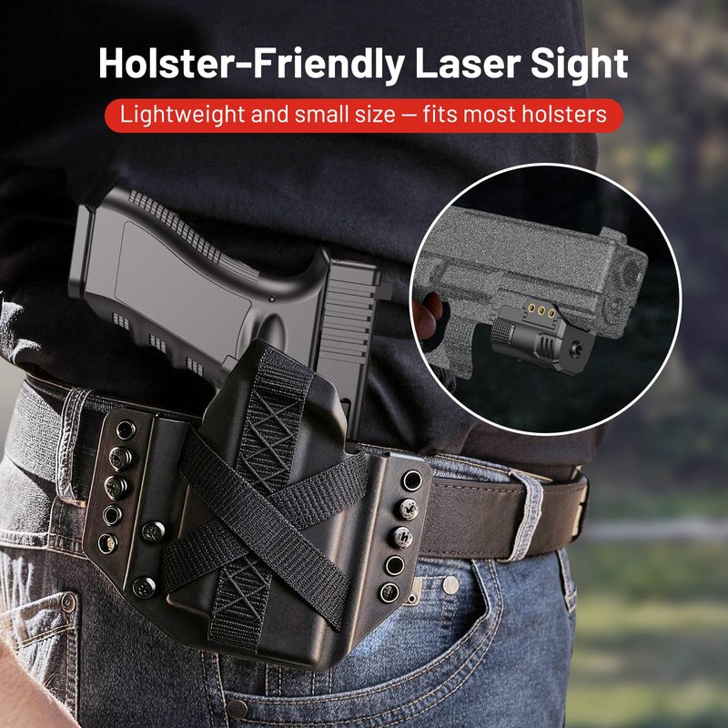 EZshoot Sub-Compact Pistol Laser Sight, Red Laser Sight for Pistol Handgun, Rechargeable Low Profile Laser Beam for 21MM Picatinny Rail Mount, Strobe Mode Available, Ambidextrous Switch