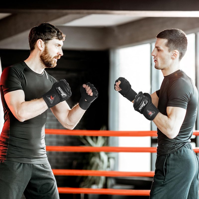 MMA Gloves for Training & Sparring - Thickened Knuckle Pads | Fingerless Design for Men & Women