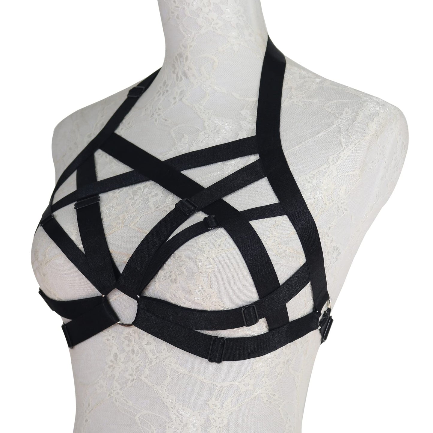 JELINDA Womens Bra Elastic Cupless Cage Bra Strappy Hollow Out