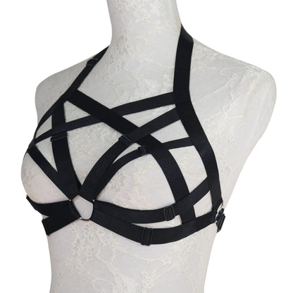 JELINDA Womens Bra Elastic Cupless Cage Bra Strappy Hollow Out