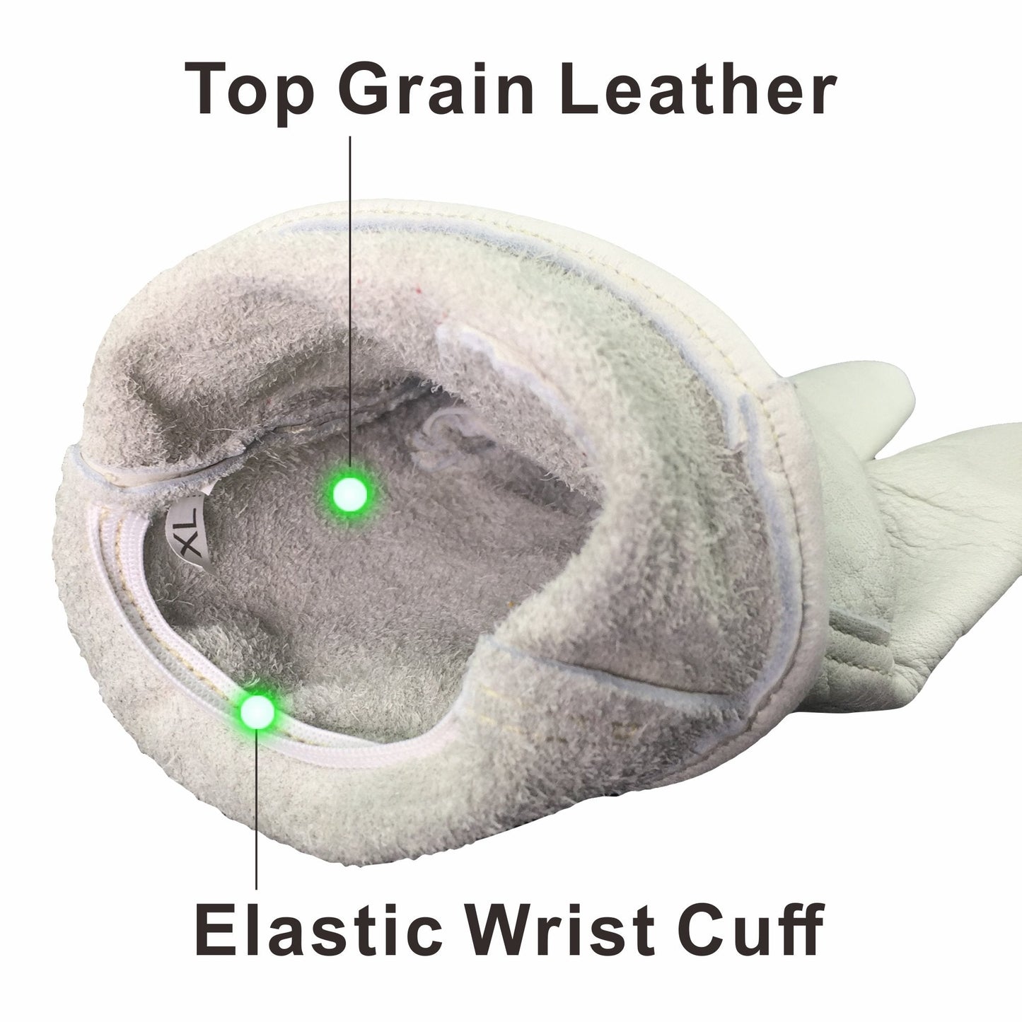 KIM YUAN Leather Work Gloves for Gardening/Cutting/Construction/Motorcycle, Men & Women, Elastic Wrist with Palm, M/L/XL (XXL) 1 Pair
