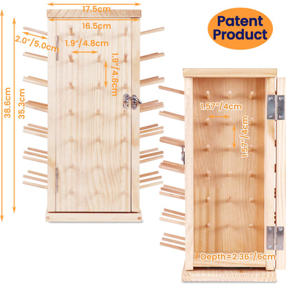 New brothread 129 Spools(DIY) 360° Fully Rotating Wooden Thread Rack/Thread Holder Organizer with Double Doors(Inner Space Hold ≤ 500M Thread Spools) for Sewing, Quilting, Embroidery, Hair-braiding