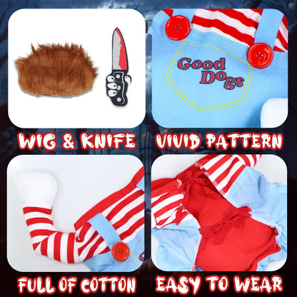 GOYOSWA Dog Halloween Costumes, Pet Deadly Doll Dog Costume Funny Dog Costumes Dog Halloween Costume Clothes for Small Medium Large Extra Large Dogs Pets (Medium)