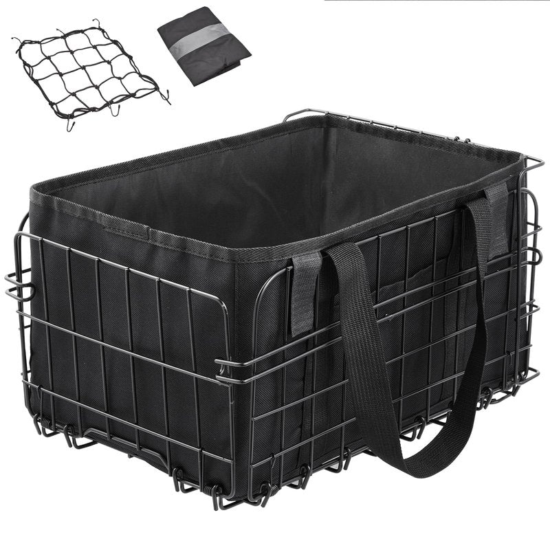 Zacro Bike Basket Rear Large Folding Metal Bicycle Ebike Basket, Quick Release Design for Adult Women/Men Carrying Dogs, Pets, Fruit & Grocery