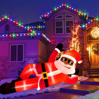 OurWarm 10FT Christmas Inflatables Outdoor Decorations, Giant Inflatable Black Santa Outdoor Inflatables, Christmas Blow Up Yard Decorations for Xmas Outside Lawn Yard Garden