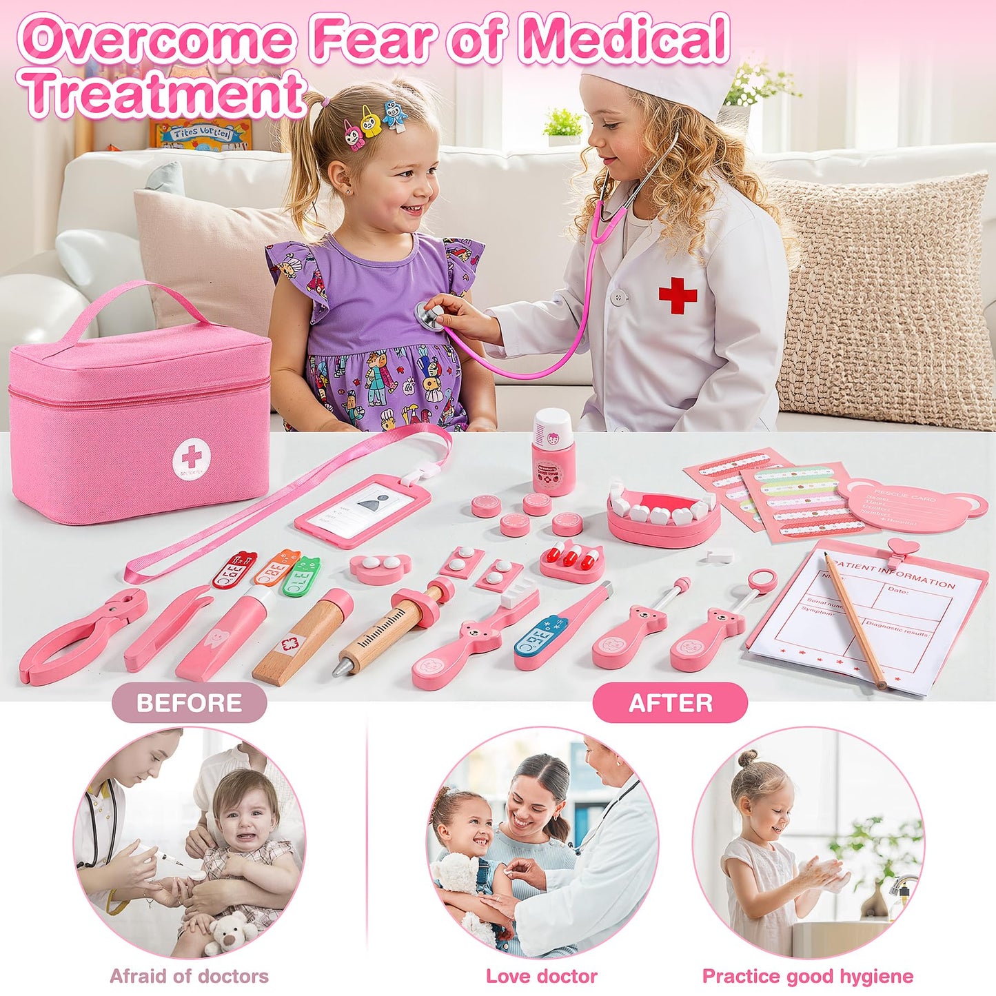 Ophy Doctors Set for Kids, 40-Piece Kids Doctors Sets for 3+ Year Old Boys and Girls Pretend Medical Playset with High simulation Stethoscope Educational Toys Dentist Toys Gifts for 3+ Toddler