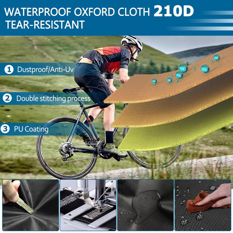 AKEfit Bike Cover, Waterproof Outdoor Bicycle Cover Rain UV Snow Proof with Anti-theft Lock Hole Outside Bike Storage Covers for Mountain Road Electric City Bike-L for 1 Bike