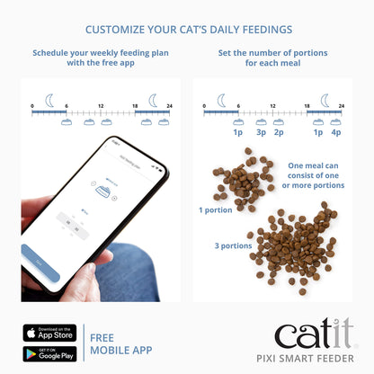 Catit - PIXI Smart Feeder - Automatic Cat Food Dispenser - Timed Pet Feeder for Cats with Dry Food Dispenser, Dessicant Bag, Portion Control, WiFi Enabled