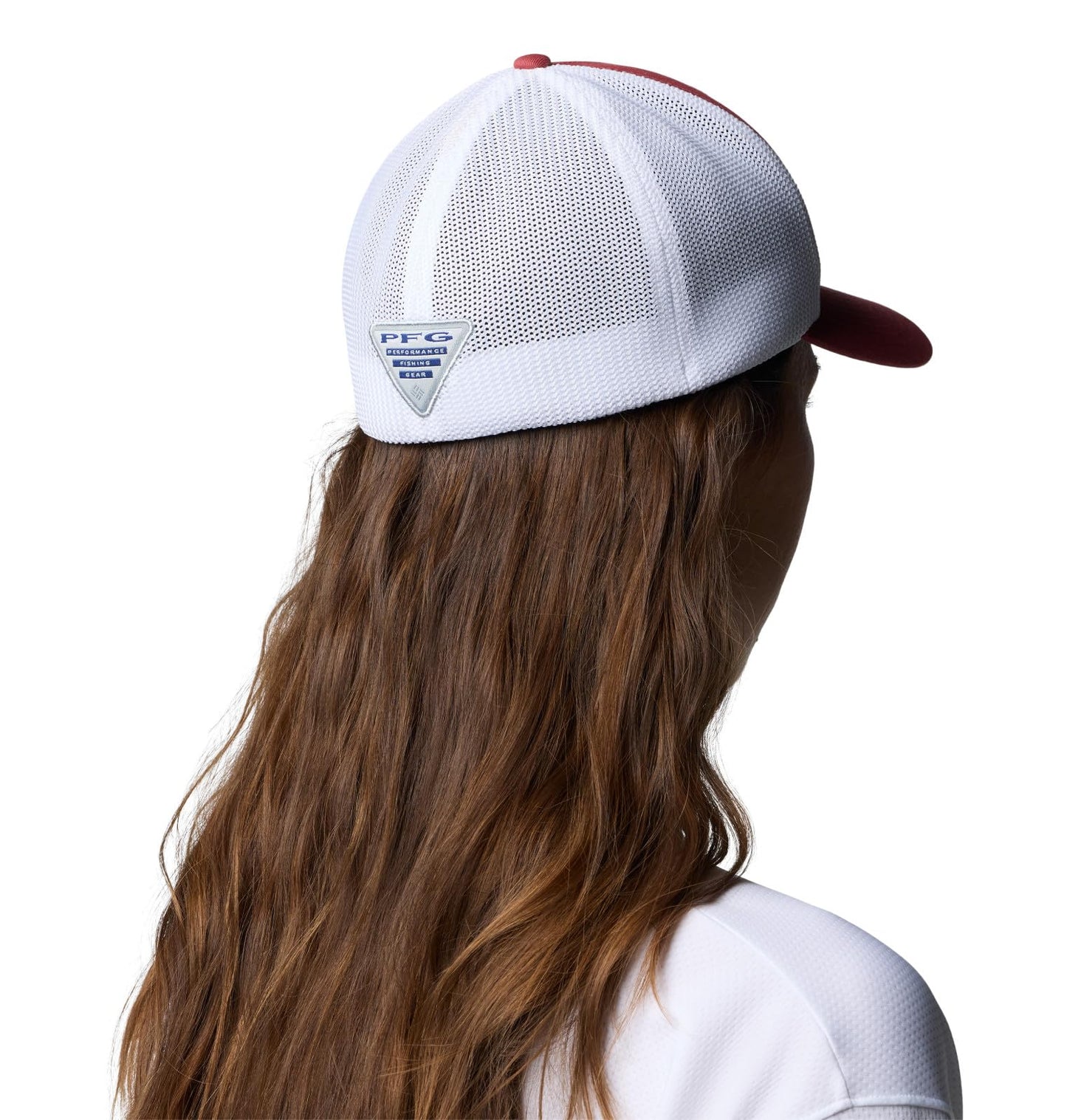 Columbia Unisex PFG Fish Flag Mesh Ball Cap, Dusty Crimson/White/Nocturnal, Large/X-Large
