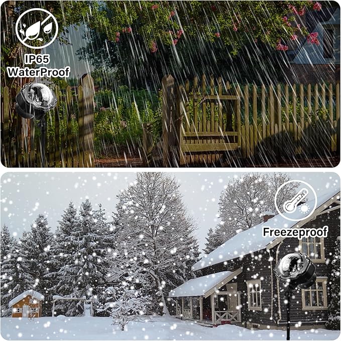 Christmas Snowfall Projector Lights, Multi Colors Holiday Lights with Remote Control, White Snow, Indoor Outdoor for Halloween Xmas Party Wedding Garden Landscape Decoration(Snow Spots)