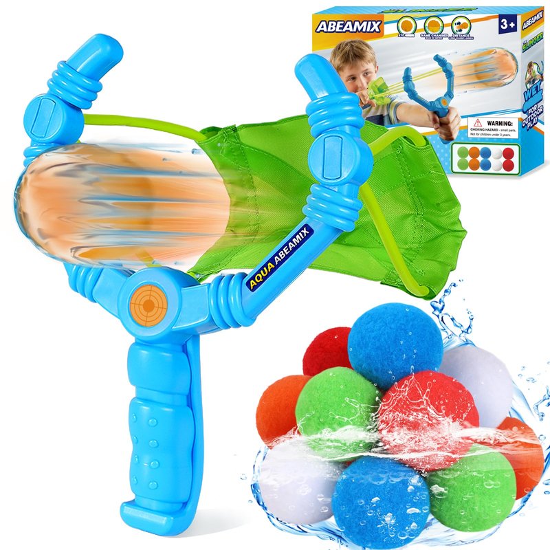Reusable Water Balloons Set For Kids, 2 PCS Slingshot Launcher With 25 PCS Soft Balls, Outdoor Summer Water Toys For Pool Beach Backyard Water Game Fun, Birthday Party Gift For Boys Girls