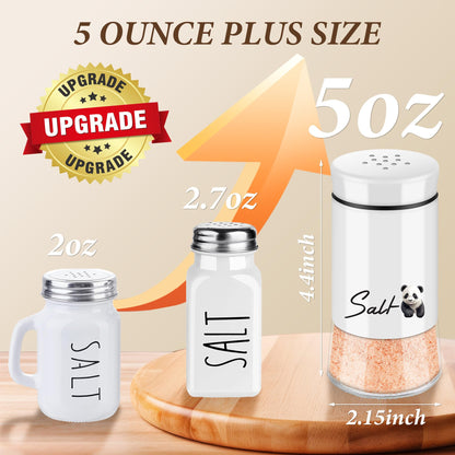 Panda Salt and Pepper Shakers Set,5 oz Glass Bottom Salt Pepper Shaker with Stainless Steel Lid Kitchen Decor and Accessories Refillable Design(Panda Sitting)