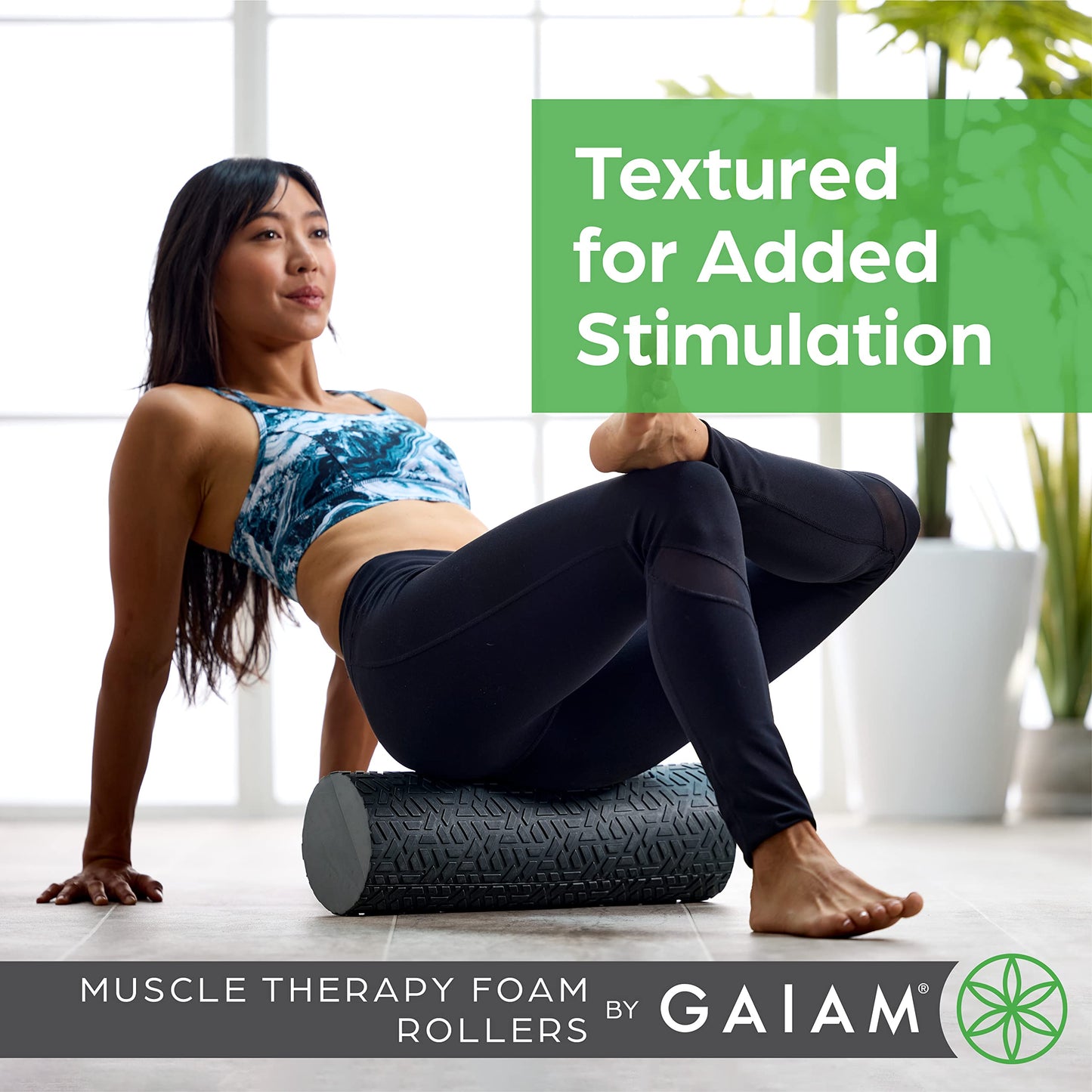 Gaiam Restore Foam Roller for Muscle Massage - Textured Muscle Massager for Stimulation, Total Body Pain Relief for Back, Neck, Foot, Calf, Leg, Arm - Deep Tissue Massager for Sore Muscles (18 Inches)