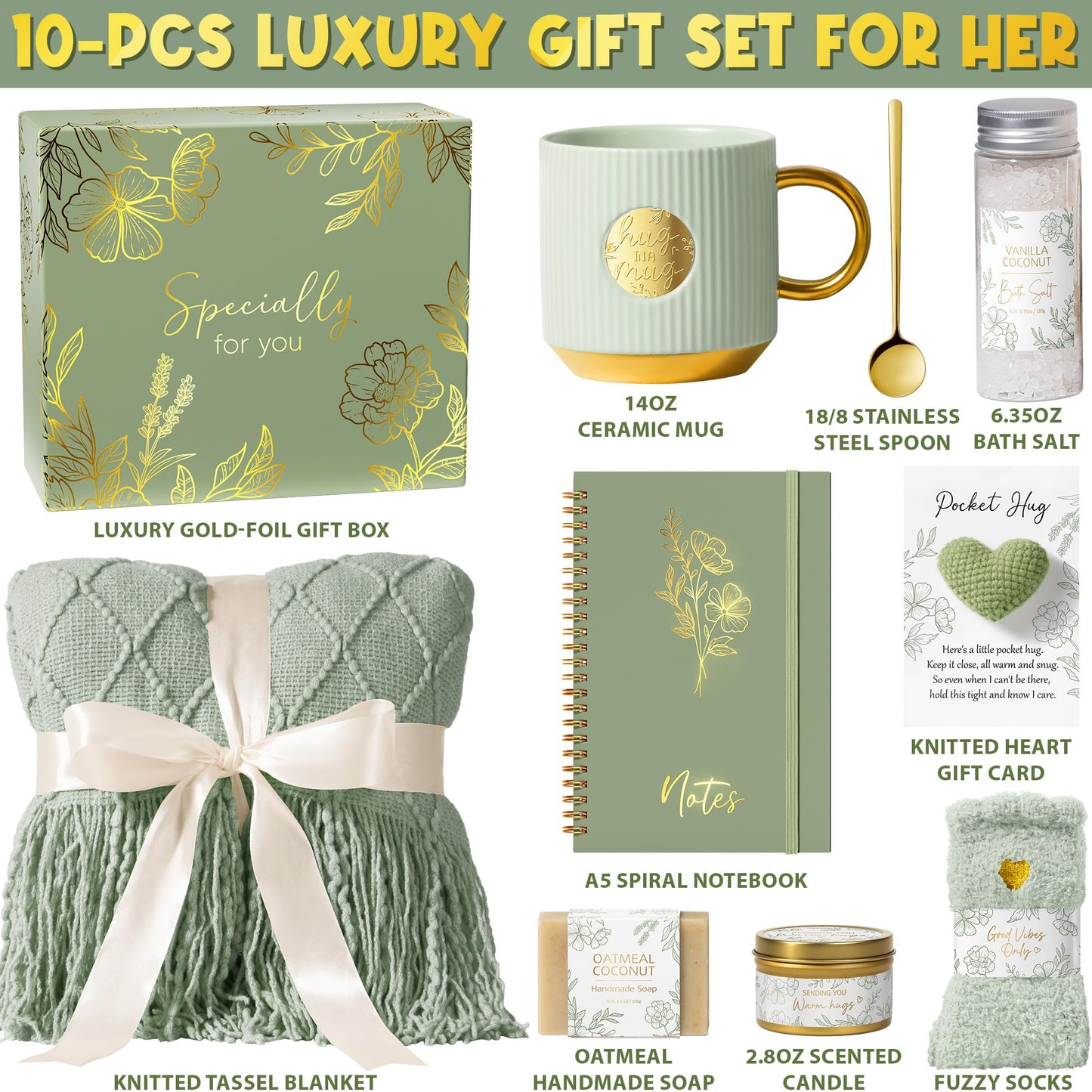 Self Care Gifts for Women Get Well Soon Gift Baskets, Unique Christmas Birthday Gifts for Women Spa Care Package, Sympathy Inspirational Thinking of You Gift Set for Mom Sister Friend Wife Girlfriend