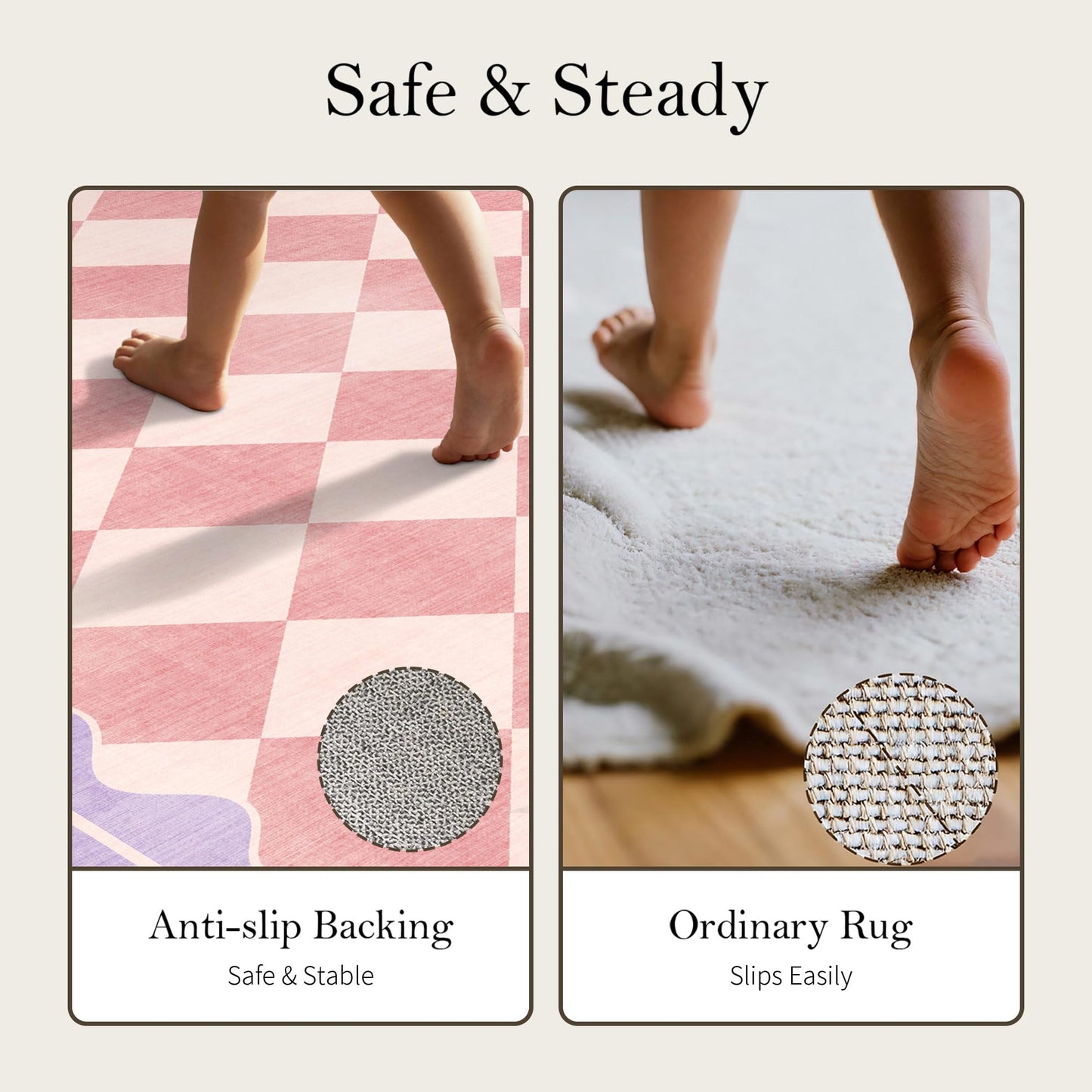 OHWPEAT Pink Purple Checkered Washable 5x7 Area Rug for Living Room, Non Slip Low Pile Cute Rug for Nursery, Soft Indoor Carpet for Bedroom, Kids Nursery, Classroom, Playroom, Kitchen, Dining, Dorm