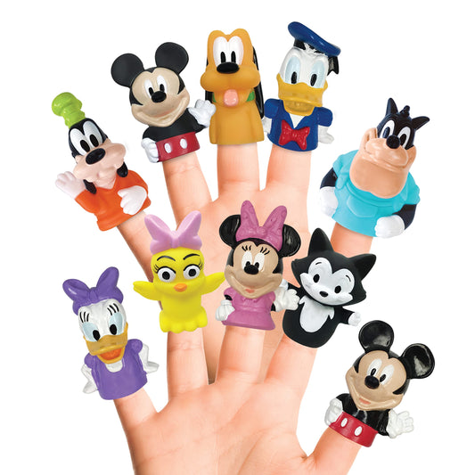 Disney Mickey & Friends 10-Piece Finger Puppet Set - Party Favors, Educational Story Time, Floating Pool & Beach Toys