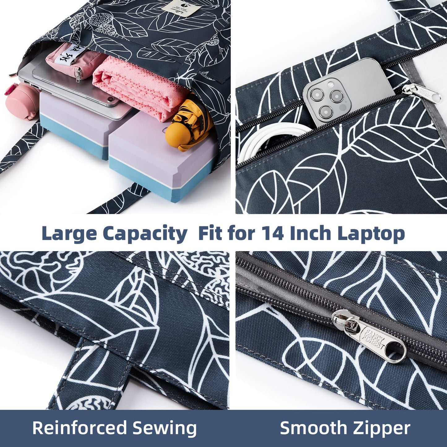 WLLWOO WLLWOO Yoga Bags for Women with Yoga Mats Bags Carrier Carryall Canvas Tote for Pilates Shoulder for Travel Office Beach Workout