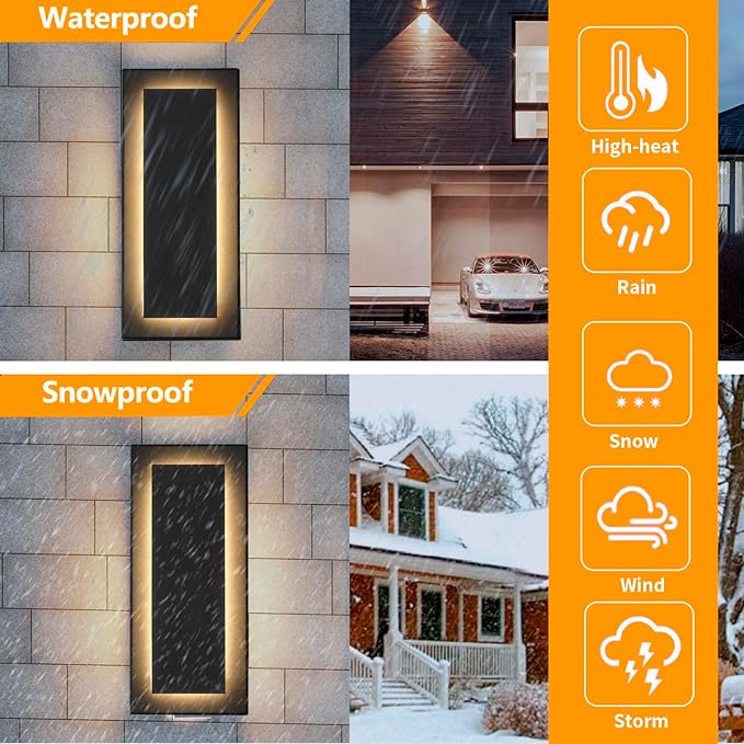 11.8" Outdoor Wall Lights, Black Led Wall Sconces,Exterior Light Fixtures Wall Mount, 3000K Warm White,Waterproof Modern Porch Hallway Front Door Lights 360°Beam Angle 1 Pack
