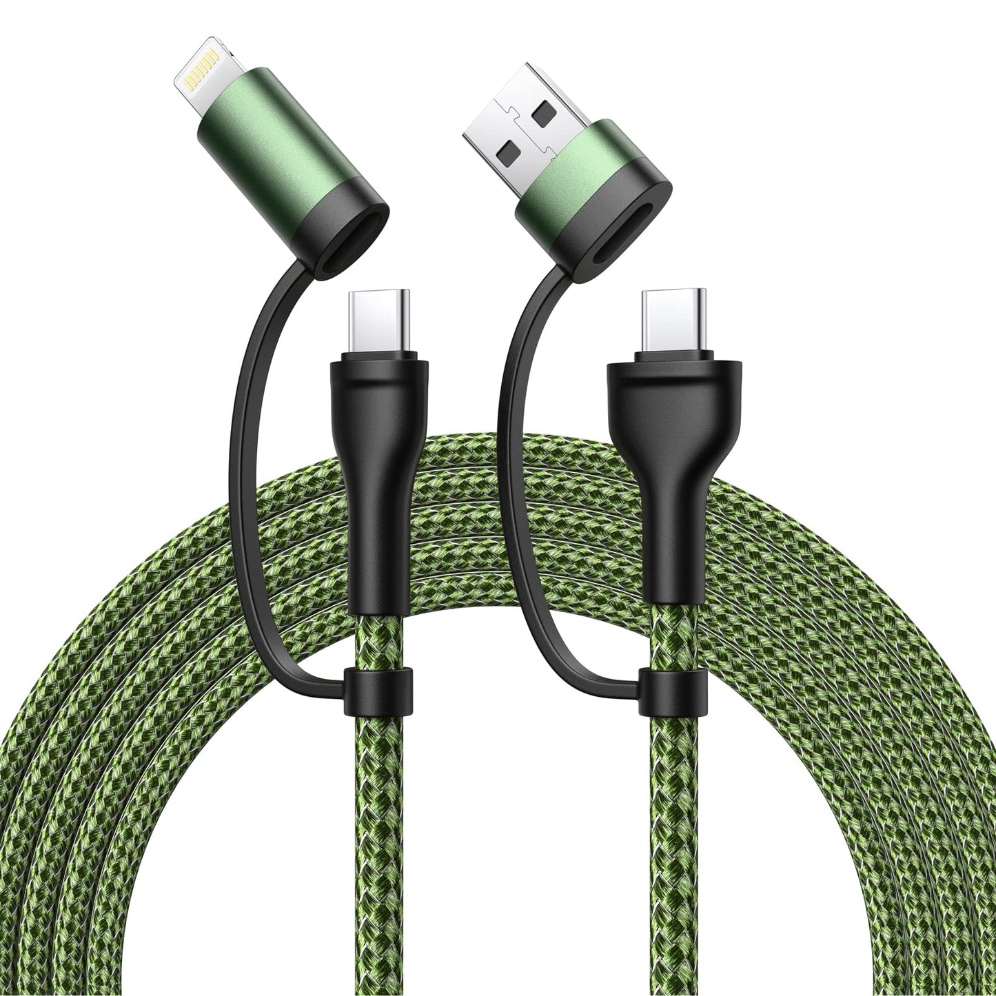 4 in 1 Charging Cable, USB C Lightning Adapter USB C to USB C 60W PD [Fast Charging & Data Sync] 4 in 1 Multi Charger for iPhone 16 15 14 13 12,MacBook Pro 2023 iPad mini 6/Pro,Samsung Galaxy S22 S21