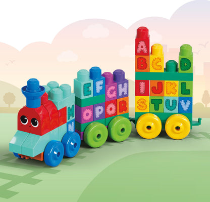 MEGA BLOKS First Builders Toddler Building Blocks Toy Set, ABC Learning Train with 60 Pieces, Ages 1+ Years, DXH35