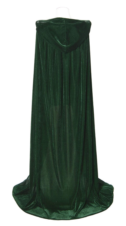 Txian Full Length Hooded Velvet Cloak Halloween Christmas Fancy Cape Costumes 59" (Green)
