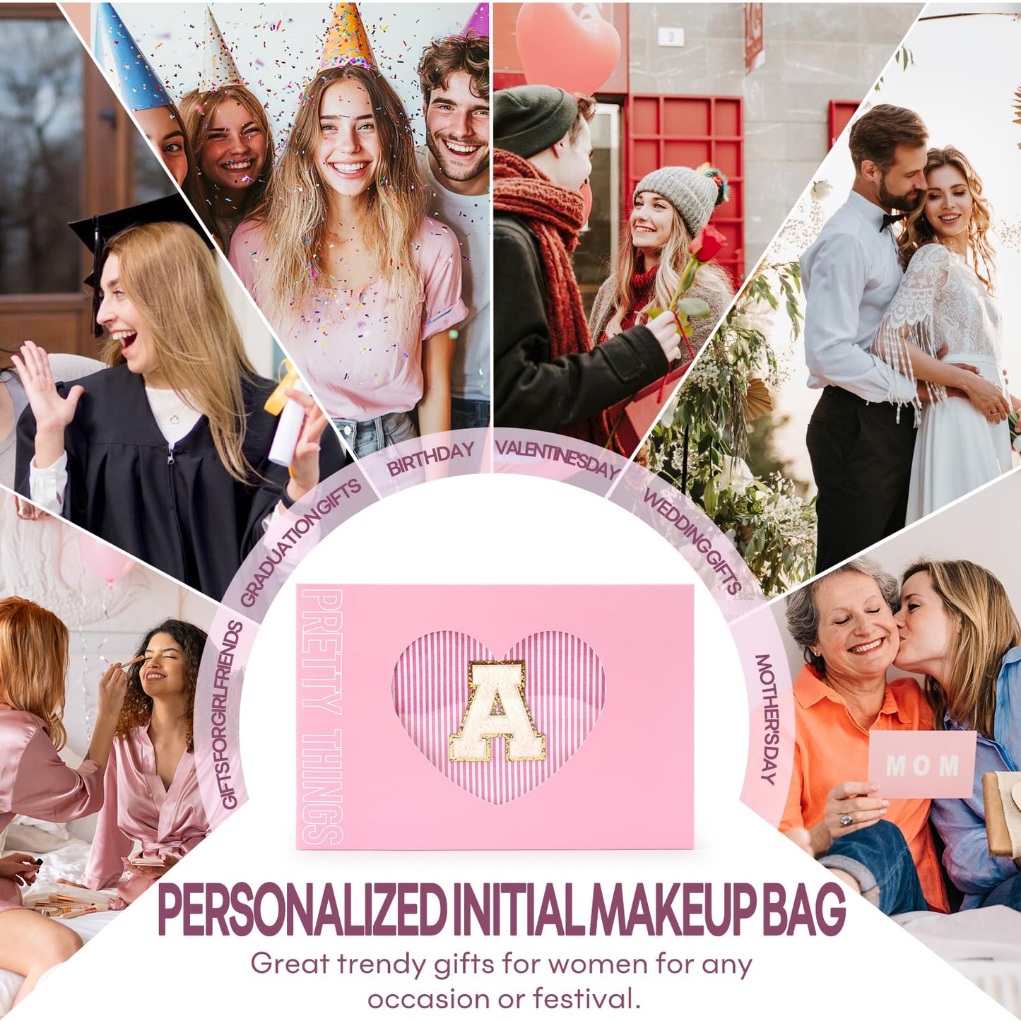 Valentine's Day Gifts for Teen Girls Women Girlfriend - 2PCS Gifted Box Makeup Bags - Cosmetic Bag for Travel Toiletry - 11 12 13 14 15 16 Years Old Teen Girl Gifts Trendy Stuff Teacher Gift - Pink A