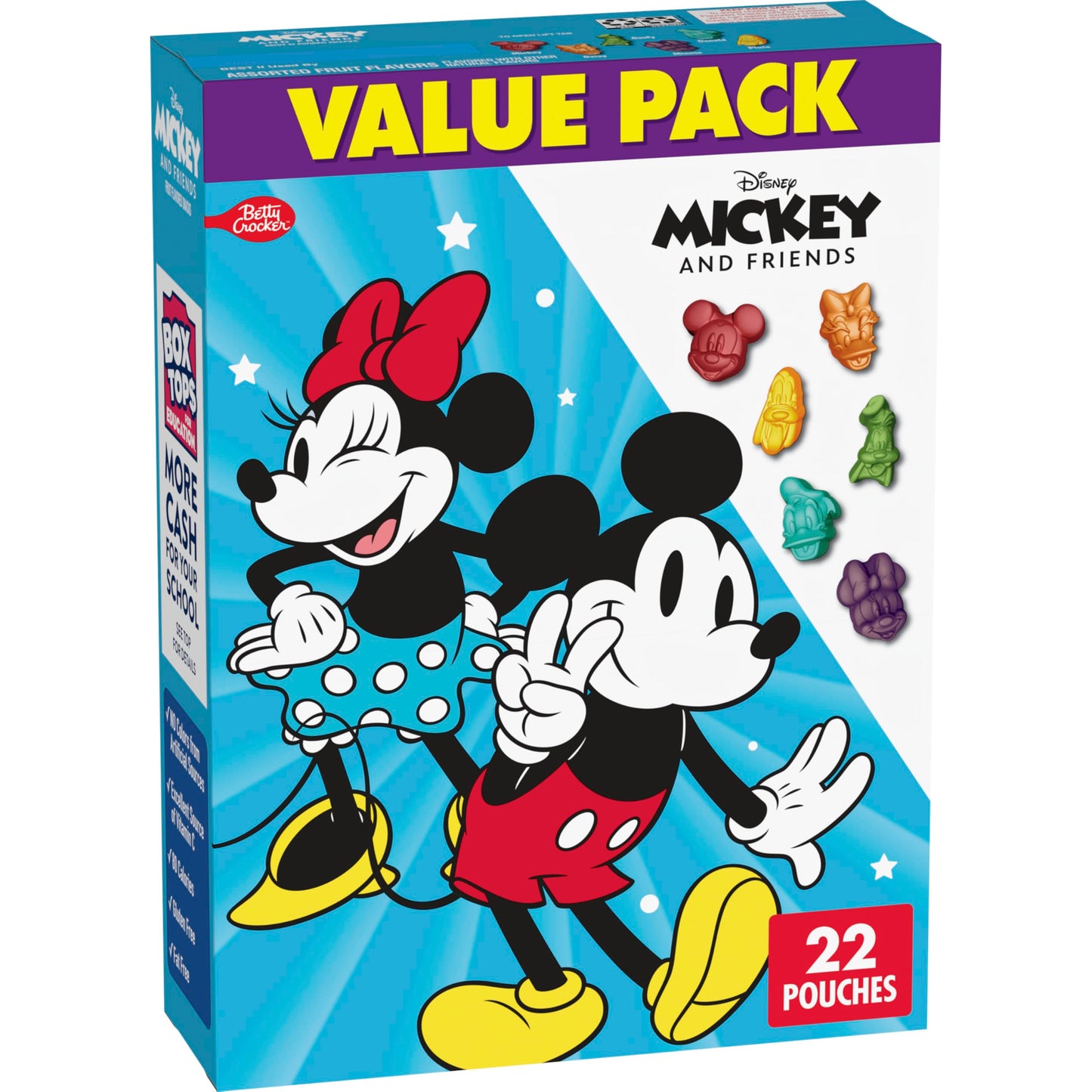 Disney Mickey and Friends Fruit Flavored Snacks, Treat Pouches, Gluten Free Snack, Value Pack, 22 Ct, 17.6 oz