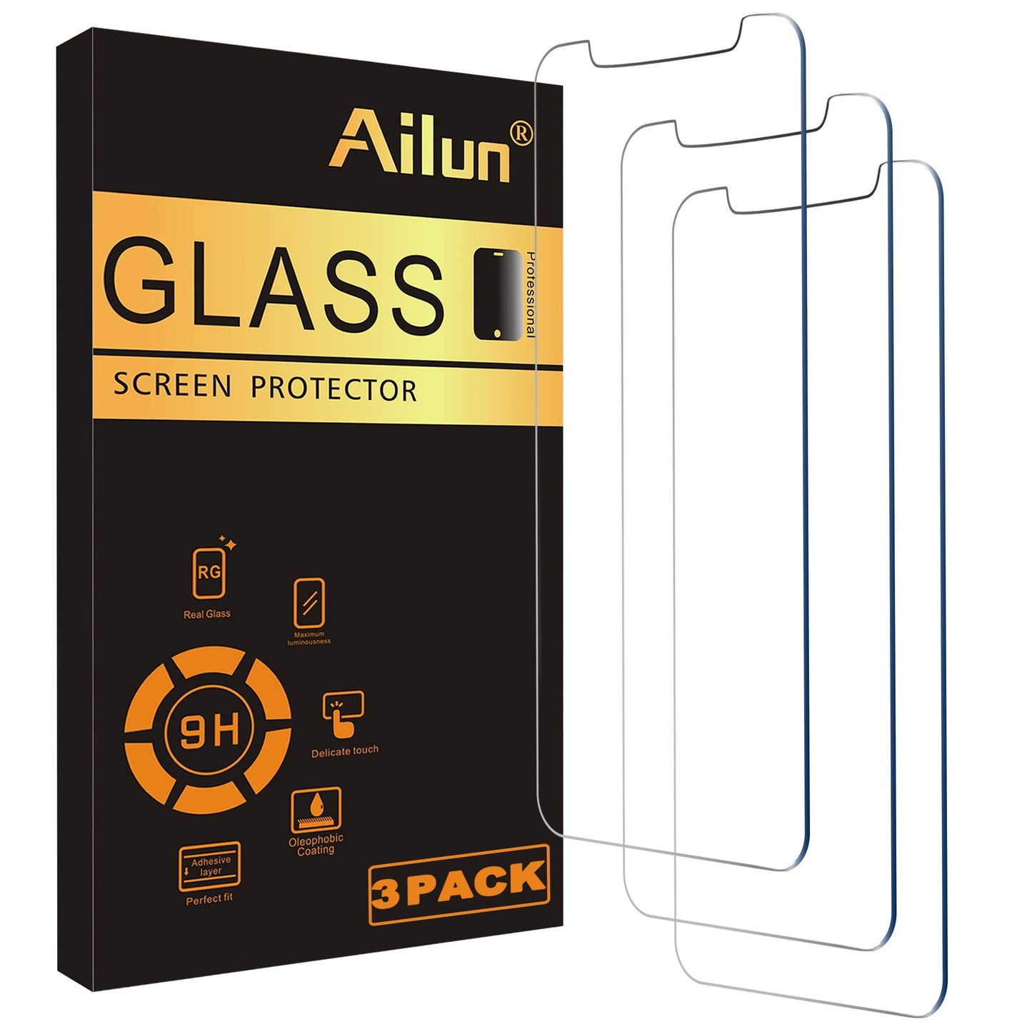 Ailun Screen Protector for iPhone 16 / iPhone 15 / iPhone 15 Pro [6.1 Inch] Display 3 Pack Tempered Glass, Dynamic Island Compatible, Case Friendly [Not for iPhone 16 Pro 6.3 Inch].