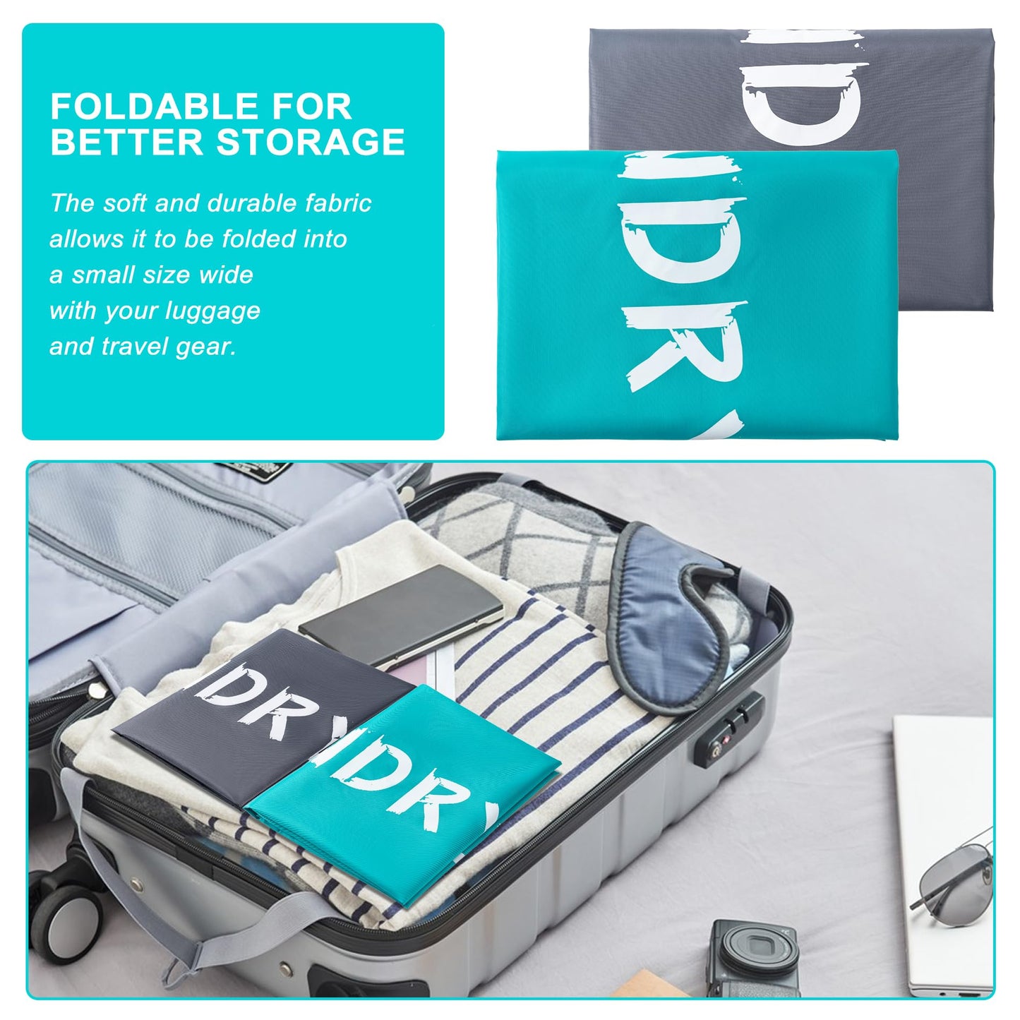 2 Pack XL Travel Laundry Bag, Machine Washable Dirty Clothes Organizer with Drawstring,Large Enough to Hold 4 Loads of Laundry, Easy Fit a Laundry Hamper or Basket Travel Essentials 24" x 36"