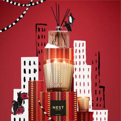 NEST New York Scented 3-Wick Christmas Candle, Holiday - 21.2 oz - Up to 100-Hour Burn Time - Reusable Glass Vessel