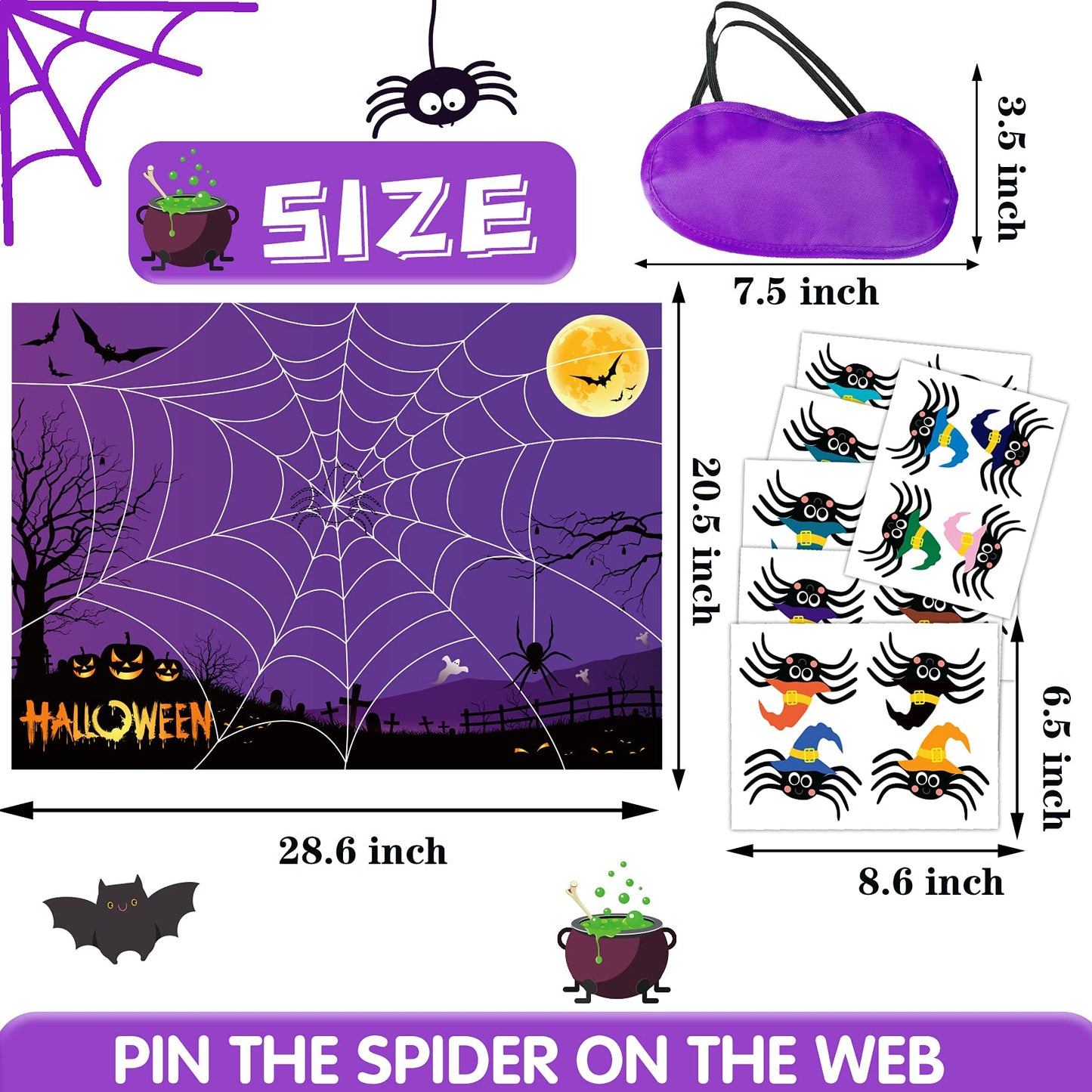 Halloween Pin The Tail Game Pin The Spider On The Web Game Halloween Party Games for kid Halloween Pin The Tail Halloween kid Party Outdoor Halloween Games for kid Halloween Party Activities,N/C-11