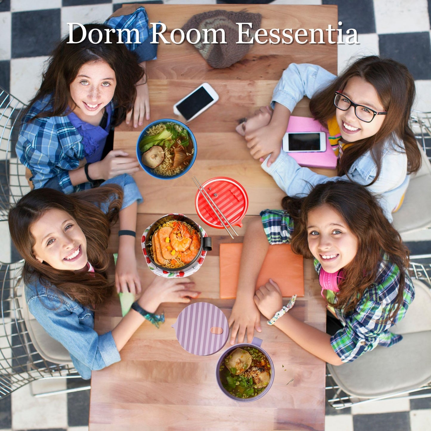 AI LOVE PEACE Ramen Bowl, 40 oz Microwaveable Noodle Cooker for Ramen, Pho, Soup, and Pasta, Dishwasher Safe and Portable, Ideal for Home, Office, Dorm, or Gift (Red)