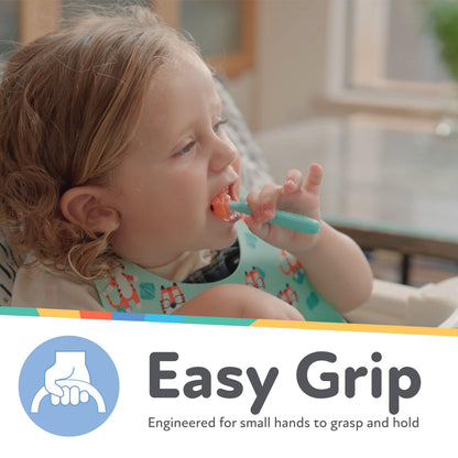 Nuby 3-Stage Baby's First Spoons Set - 3 Pack - 6+ Months - Baby Spoons with Easy Grip Handle - Pastels