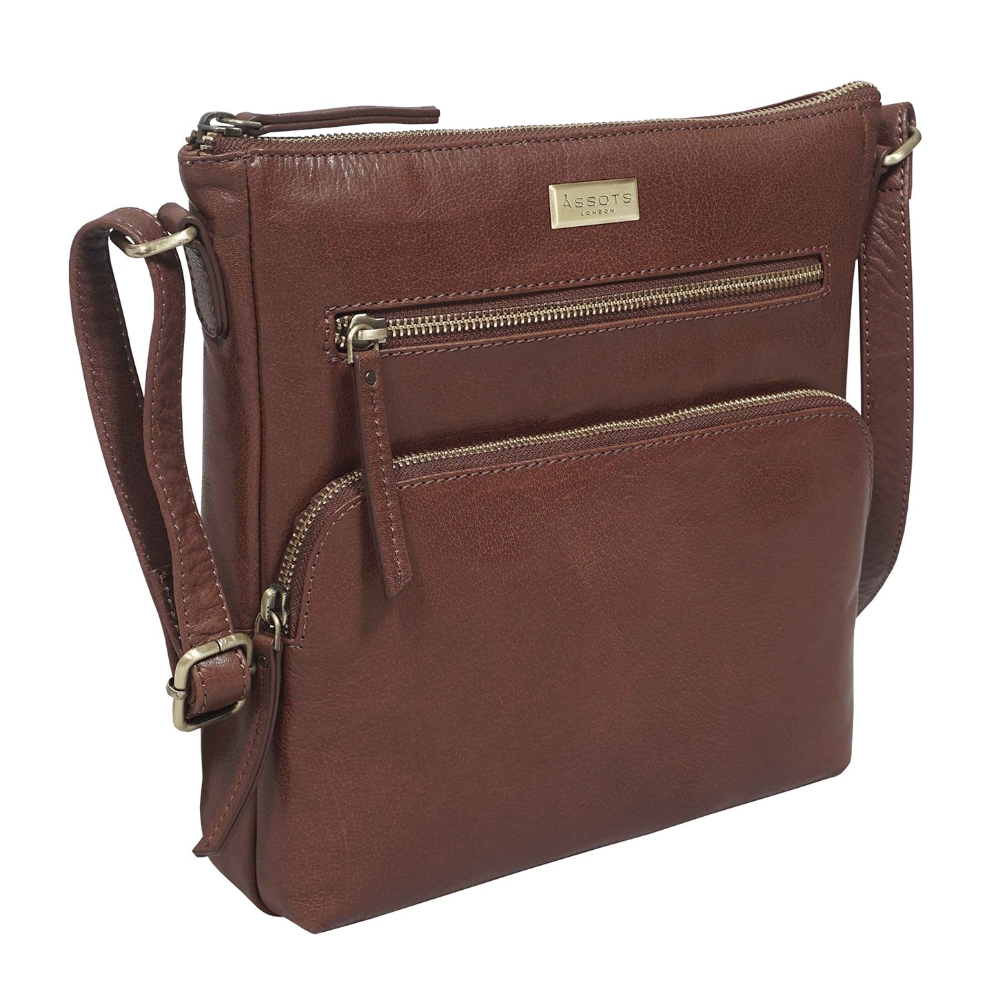 ASSOTS Smart Leather Crossbody Bag for Women – Triple Zip Crossover Purse Travel Bag Fits iPad Pro 11”