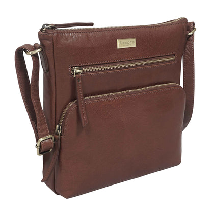 ASSOTS Smart Leather Crossbody Bag for Women – Triple Zip Crossover Purse Travel Bag Fits iPad Pro 11”