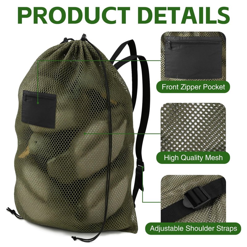 Archerest 1 Pack Extra Large Mesh Duck Decoy Bag, Decoy Bags for Duck Goose with Double Drawstring & Adjustable Shoulder Straps, Light Weight Turkey Waterfowl Hunting Storage Backpack