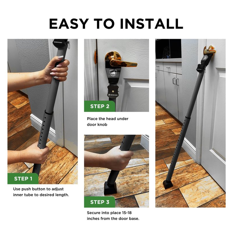 Adjustable Sliding Door Security Bar, Door Jammer 2-in-1 Adjustable Door Knob and Sliding Patio Door Stoppers Security with Alarm, 40 Different Adjustments by Guard Dog Security