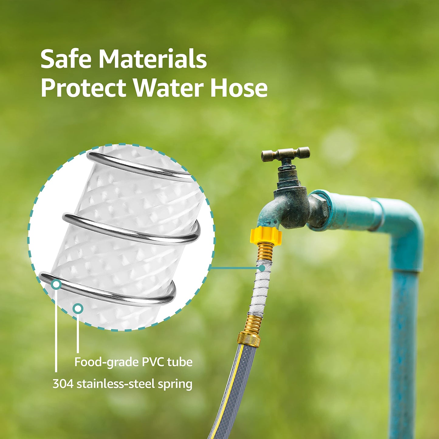 AQUA CREST Flexible Hose Protector-Eliminates Hose Crimping and Straining at Faucets and Water Connections for RV, Garden & Car Wash Hose Extension Adapter, Pack of 2