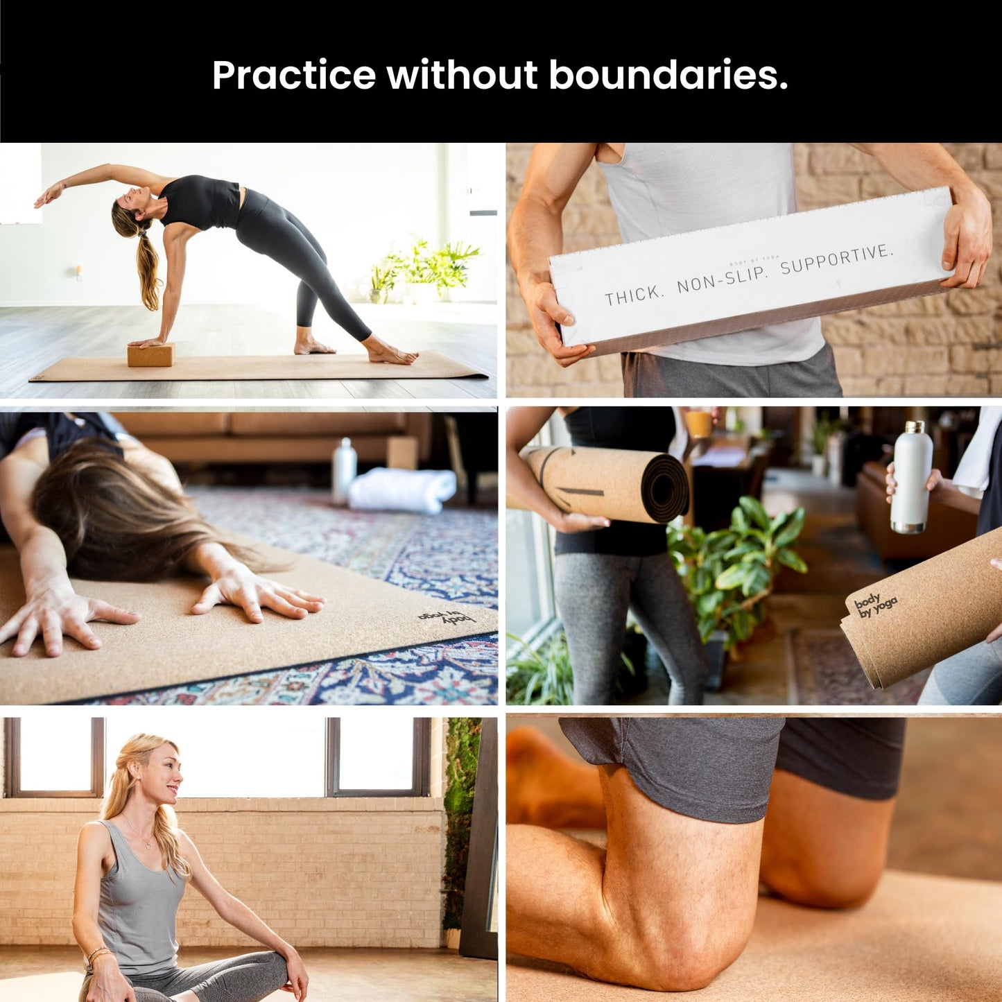 Luxury Cork Yoga Mat - Non Slip, Extra Thick Grip. Thicker, Longer, and Wider for More Comfort and Support. Tough Enough For Hot Yoga. Natural, Non Toxic, and Eco Friendly. Optional Alignment Lines.