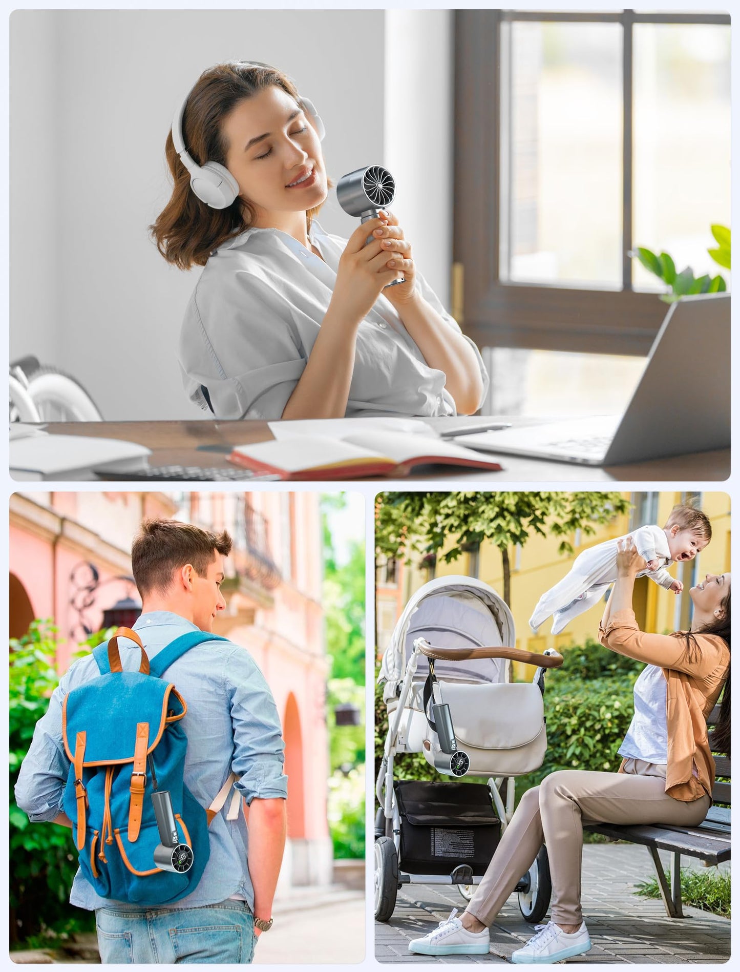 ERABAY Portable Handheld Fan, High Speed Cooling, 5 Speeds Adjustable, 4000mAh USB Rechargeable Mini Personal Hand Fan With Digital Display,Gifts for Women Men Travel/Camping/Outdoor-Dark Blue