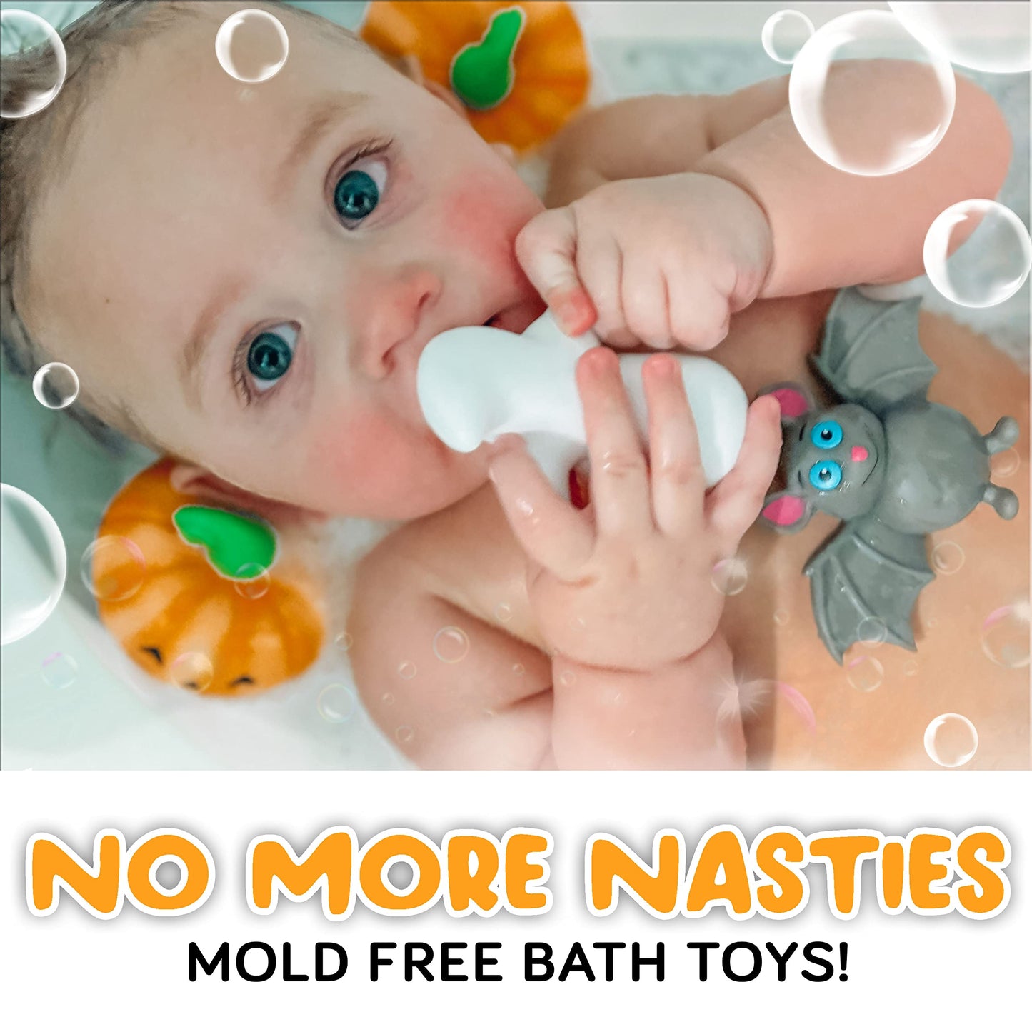 SplashEZ Halloween Mold Free Bath Toys for Babies & Toddlers, Animal No Hole Bath Toys, No Mold Tub, Beach, Pool, BPA-Free, Infant Play Set No Holes 1 3 6 12 18 Months