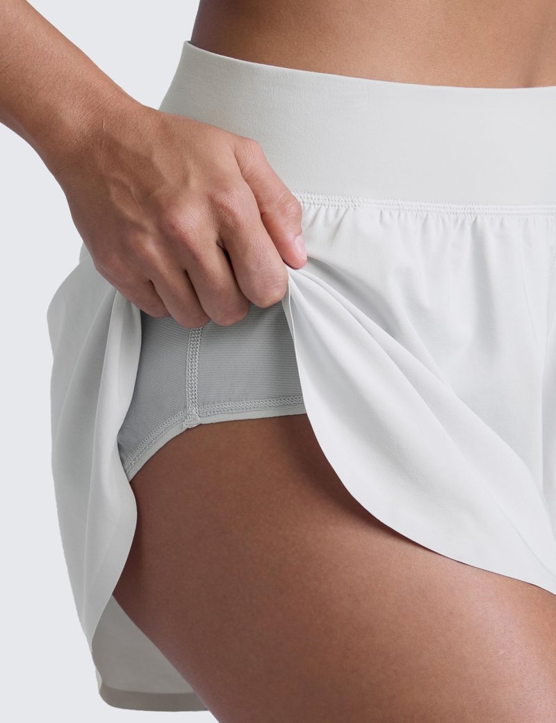 CRZ YOGA High Waisted Split Running Shorts for Women 3" - Comfy Mesh Liner for Workout Athletic GymTrack Quick Dry Platinum Grey Large