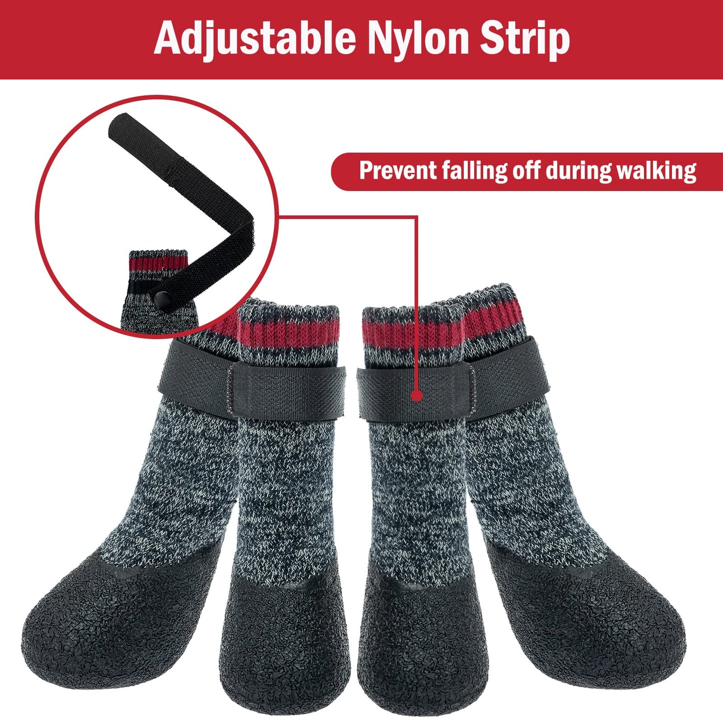 Mihachi Dog Socks Winter Paw Protectors Silicone Sole Anti-Slip Waterproof Boots,L
