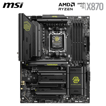 MSI MAG X870 TOMAHAWK WIFI Motherboard, ATX - Supports AMD Ryzen 9000 / 8000 / 7000 Processors, AM5 - 80A SPS VRM, DDR5 Memory Boost 8400+MT/s (OC), PCIe 5.0 x16 & 4.0 x16, M.2 Gen5, Wi-Fi 7, 5G LAN