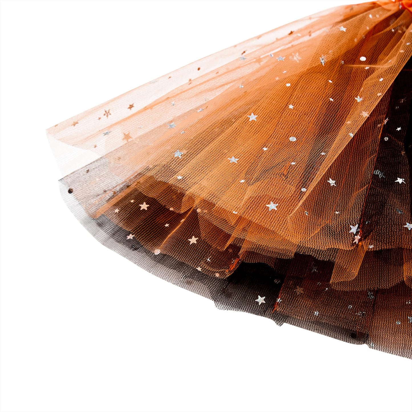 Tutu Skirt Girls 3 Layers Sparkle Tulle Skirt Ballet Princess Dance Dress for Toddler Girls Black and Orange