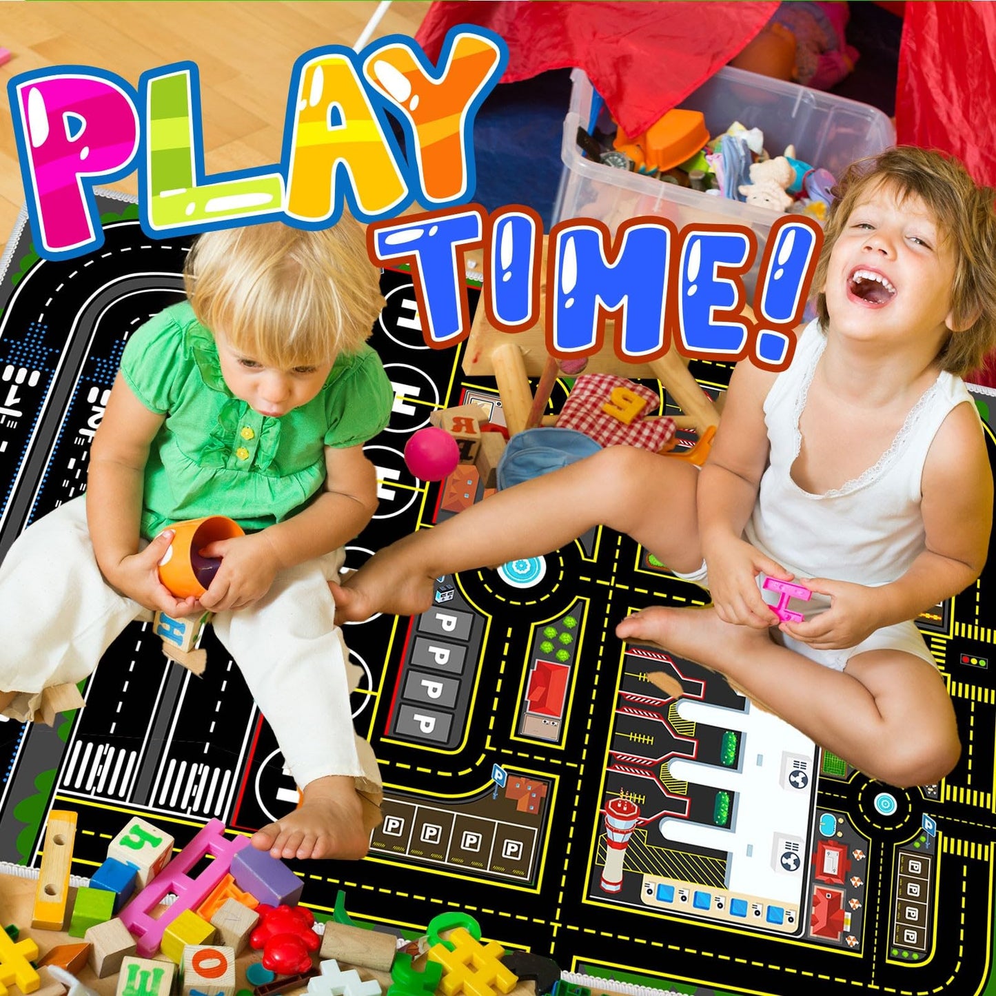 YSYTLCL Airport Rug for Boys Playroom Airplane Playmat for Play Toy, 31''x41'' Airport Parking Track Rug Carpet for Playroom Classroom Kids Room, Play Floor Mat Great Gift for Boy Girl.
