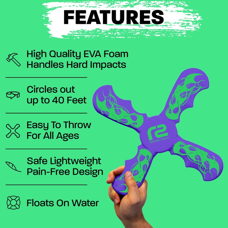 Foam Boomerang - Fun Outdoor Summer Gift for Kids All Ages - Easy to Use, Soft & Safe - 2026 Top Beach Toy - Indoor Outdoor Toys For Kids Ages 3 4 5 6 7 8 9 10 11 12 + Year Old Gifts for Girls