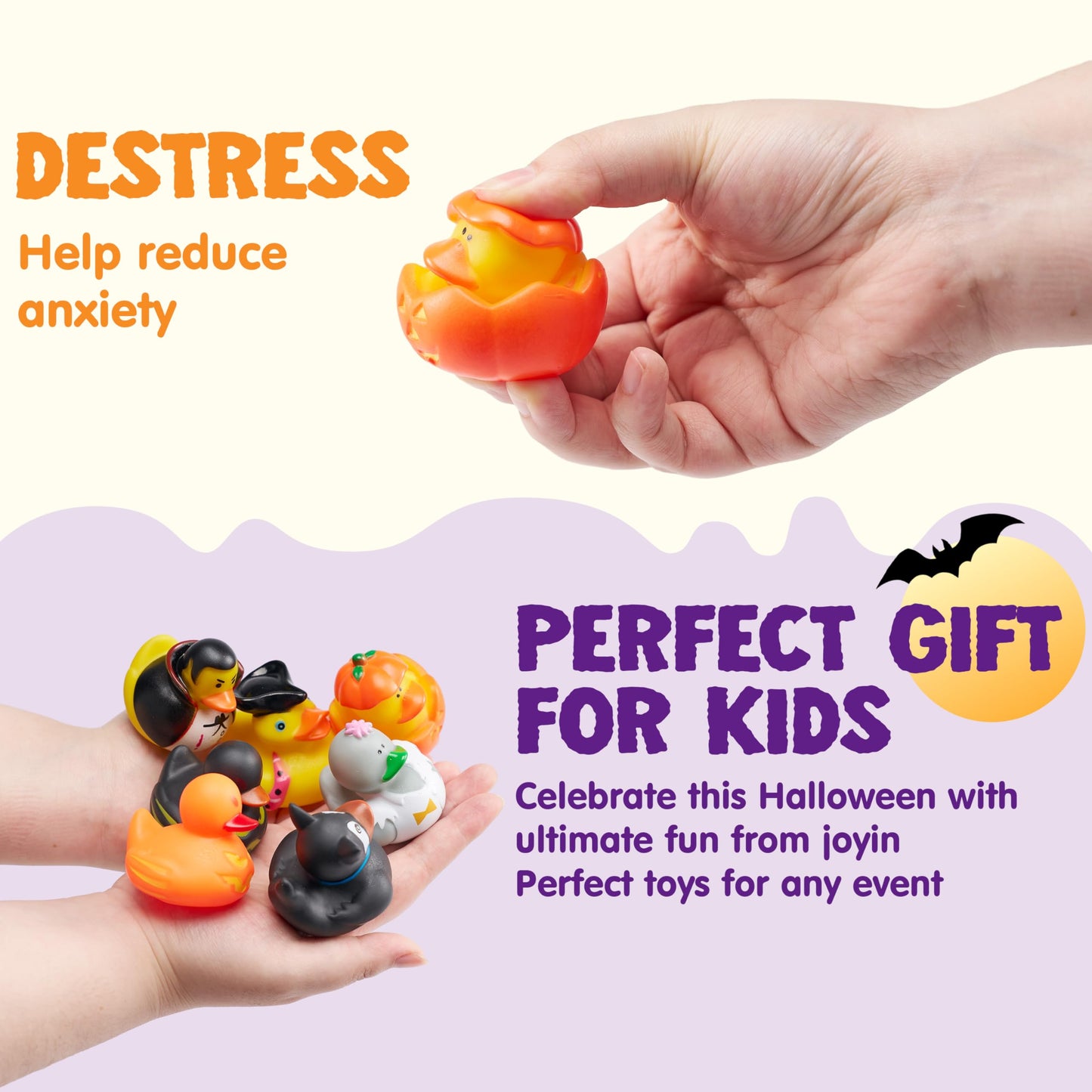 JOYIN 18 PCS Halloween Rubber Ducks, Halloween Ducks for Halloween Goodie Bag Fillers, Rubber Duckies Baby Bath Toys for Halloween Party Favors Decorations, School Classroom Game Prizes