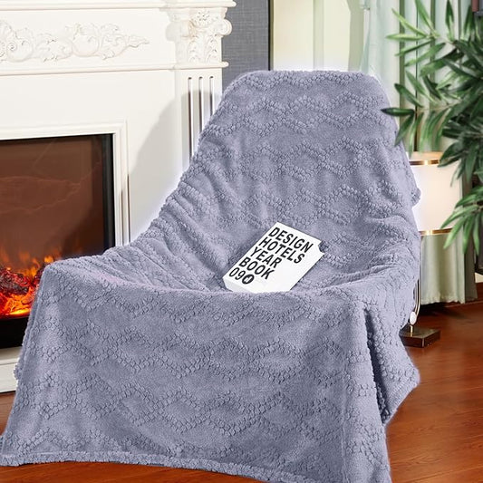 Jacquard Boho Fleece Throw Blanket-Cozy Fluffy Soft Lightweight Fuzzy Fall Blanket for Sofa, Couch, Bed, Chair & Car, Gifts for Teen Girls, Women & Men, Home and Dorm Decor, Gray, 50" x 70"